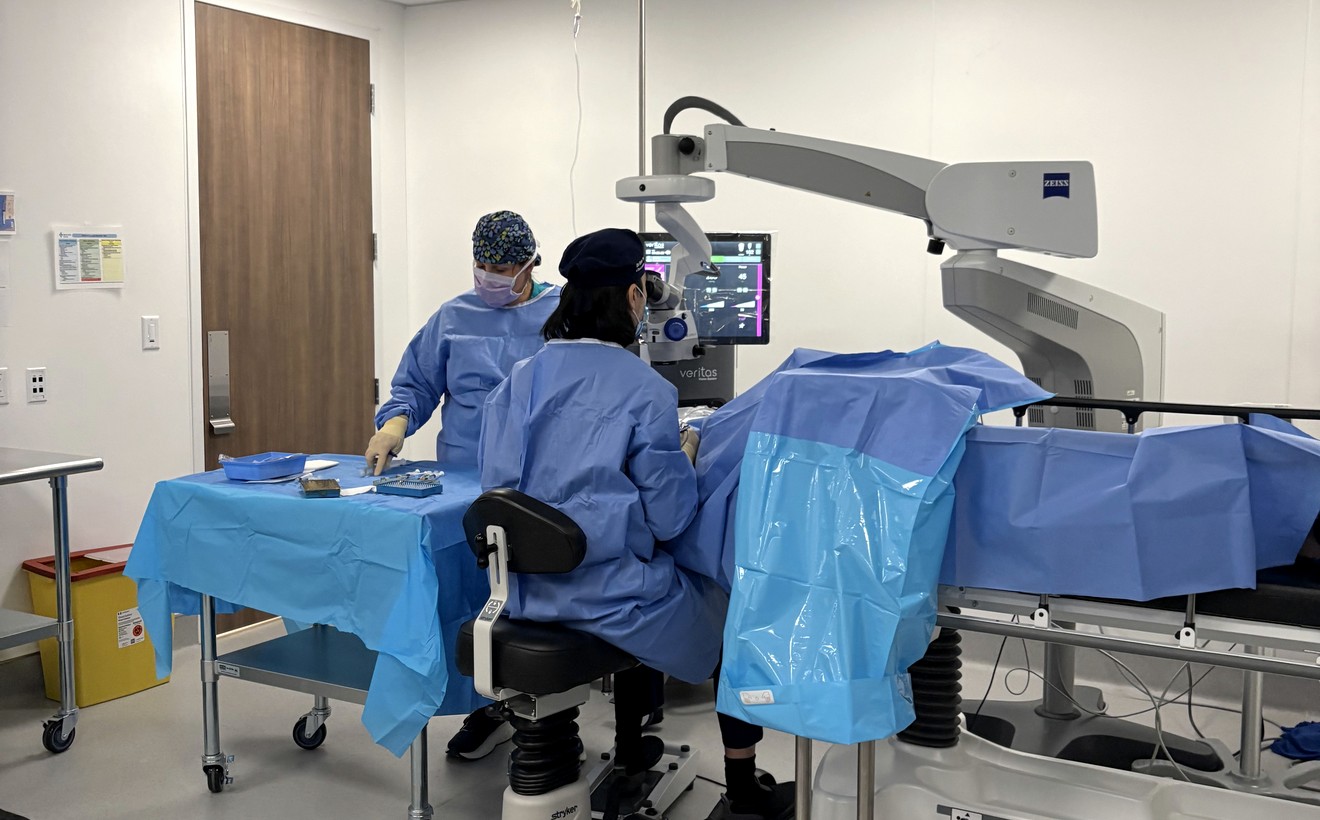 PRK procedure room prepared with laser equipment and clinical team